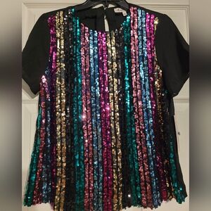 Nanette Lepore Colorful Sequin Top
